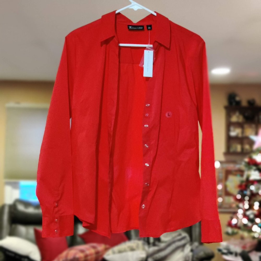 Red Button Down Blouse from NY & Co